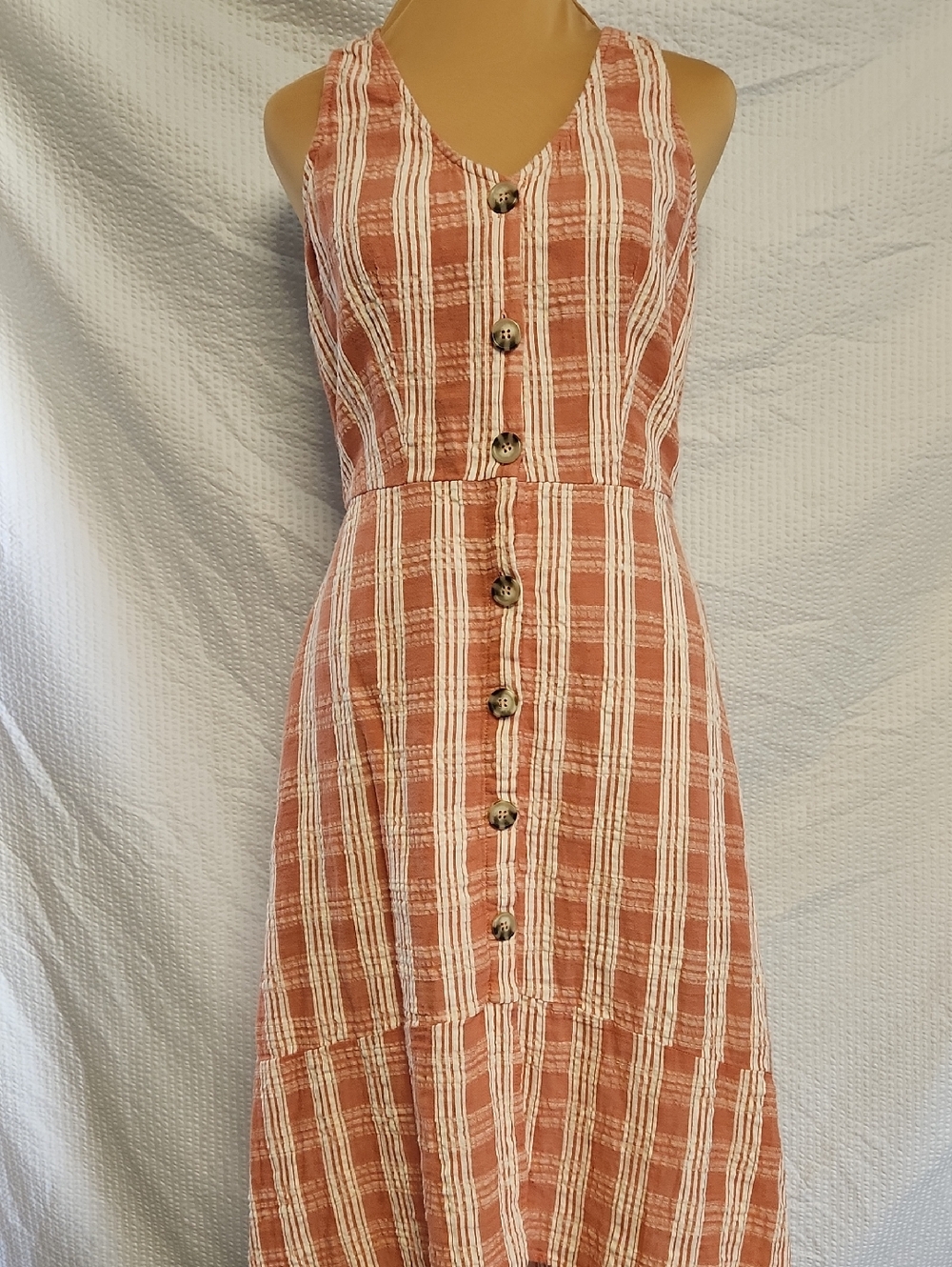 Maurices Women’s XS Striped Plaid Midi Dress Button Sleeveless Casual Summer